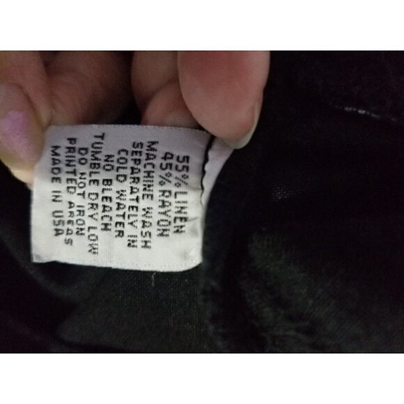 Spirit Linen Blend Navy Wide leg Cropped pants Sz Med.  Comfort Waist Split Hem - Picture 6 of 9